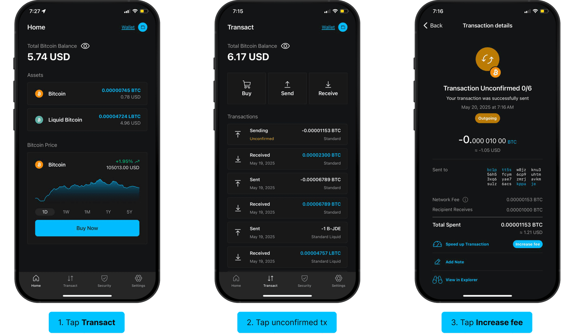 Speed up transaction confirmation steps