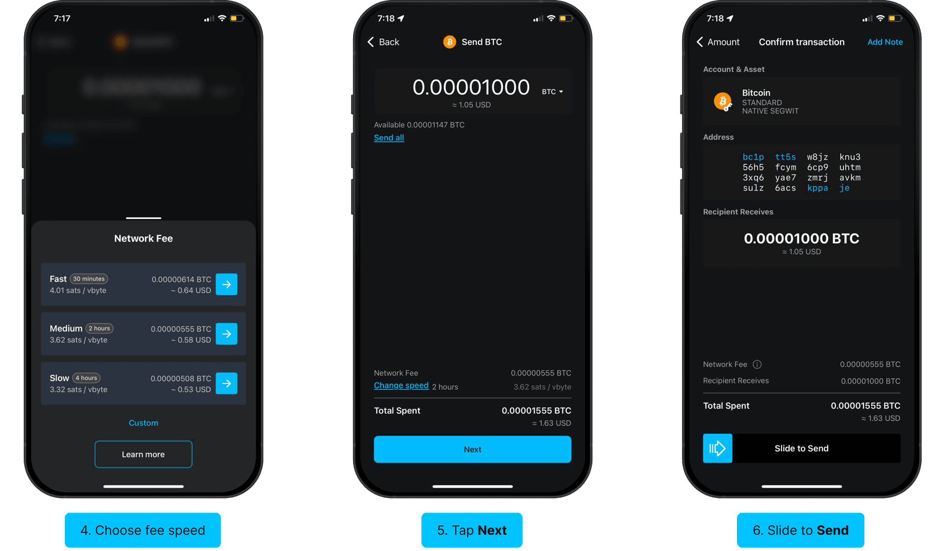 Speed up transaction confirmation steps
