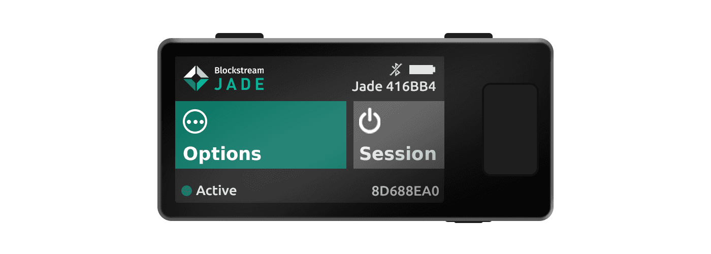 Jade home screen with Options highlighted