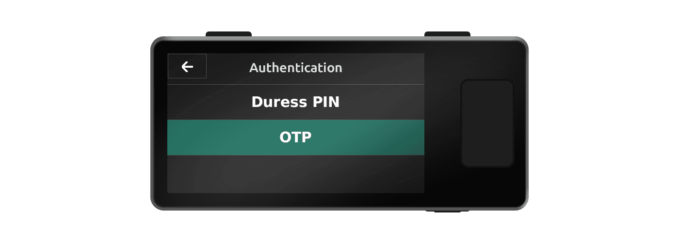 Jade Authentication menu showing OTP highlighted