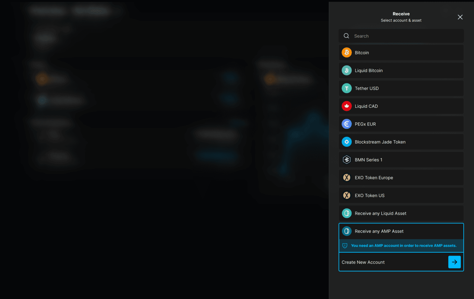 Create New Account prompt for an AMP account