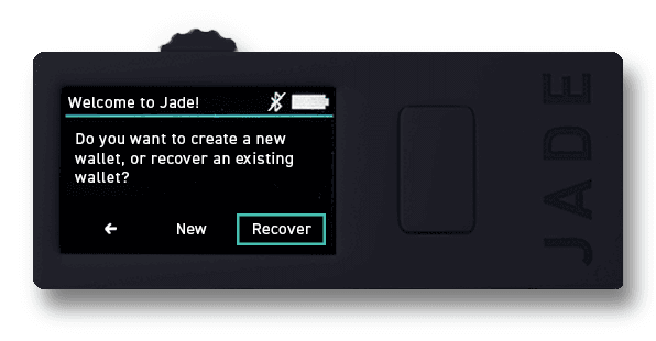 Jade Recovery Phrase Login on an initialized Jade