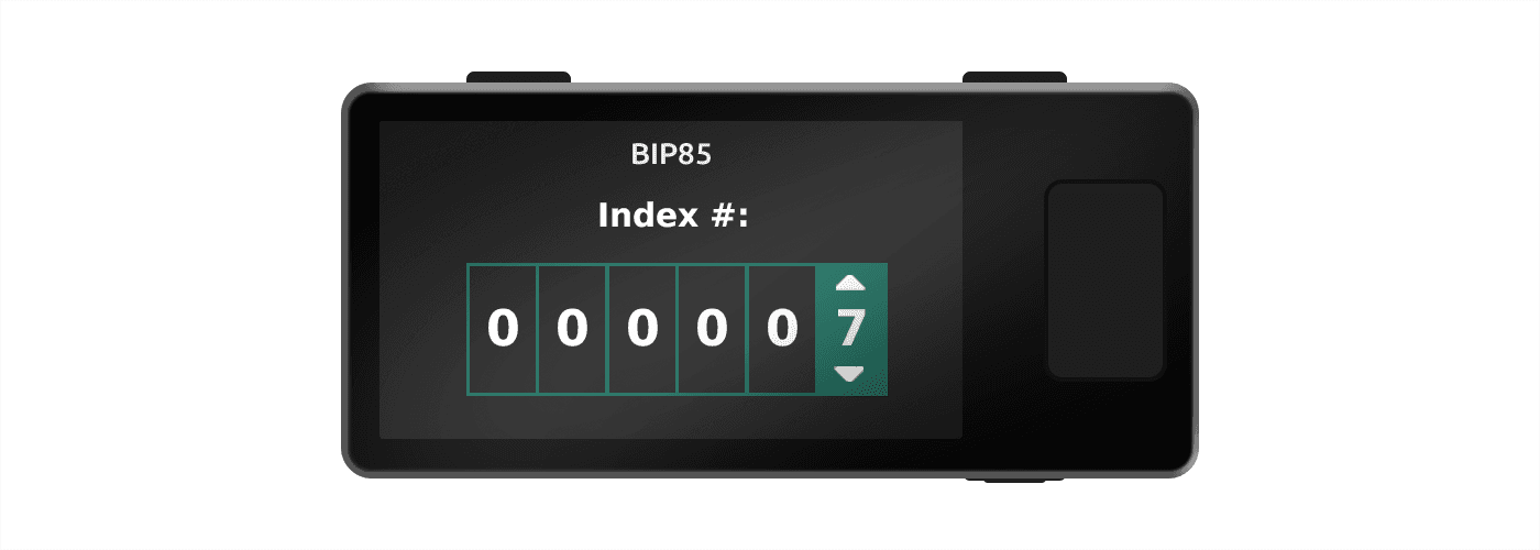 Jade index number entry for the child recovery phrase