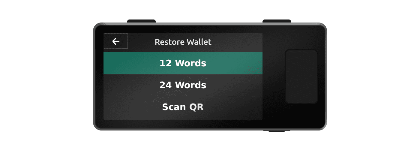 Jade Options with Temporary Signer and the 12 or 24 word choice