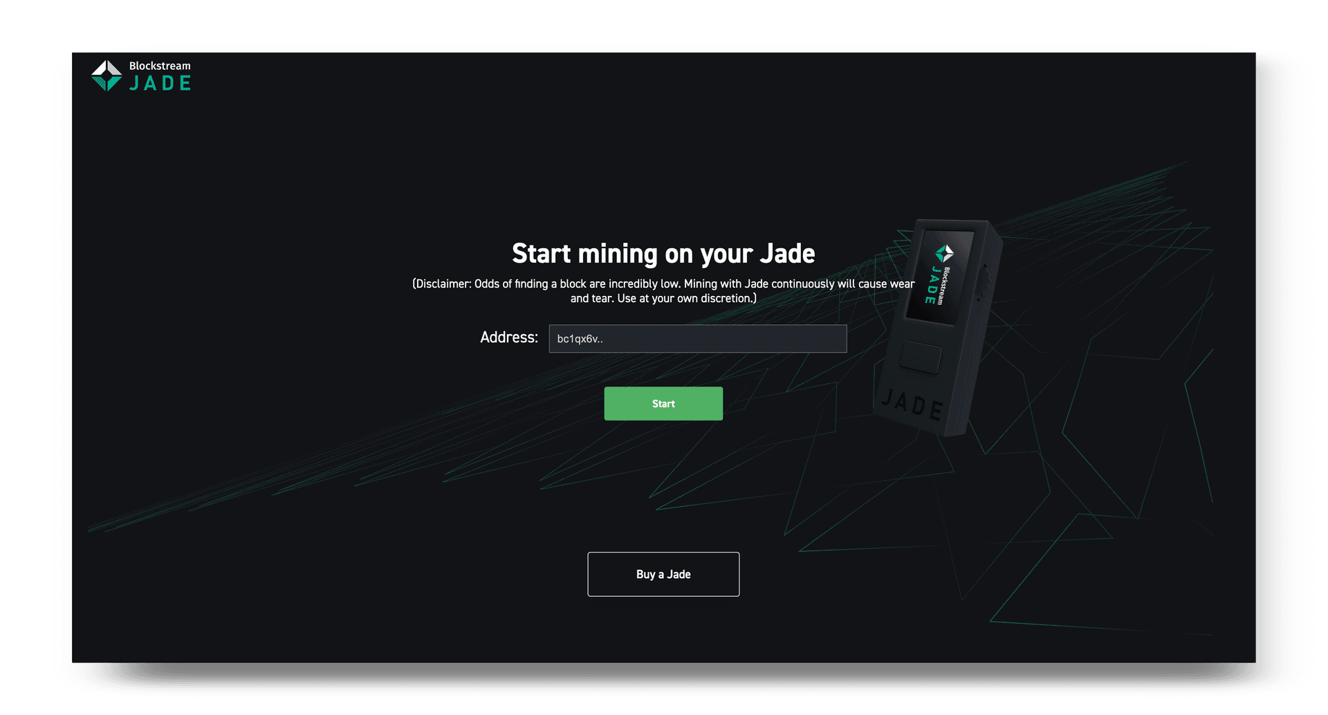 Mining address entry with Start