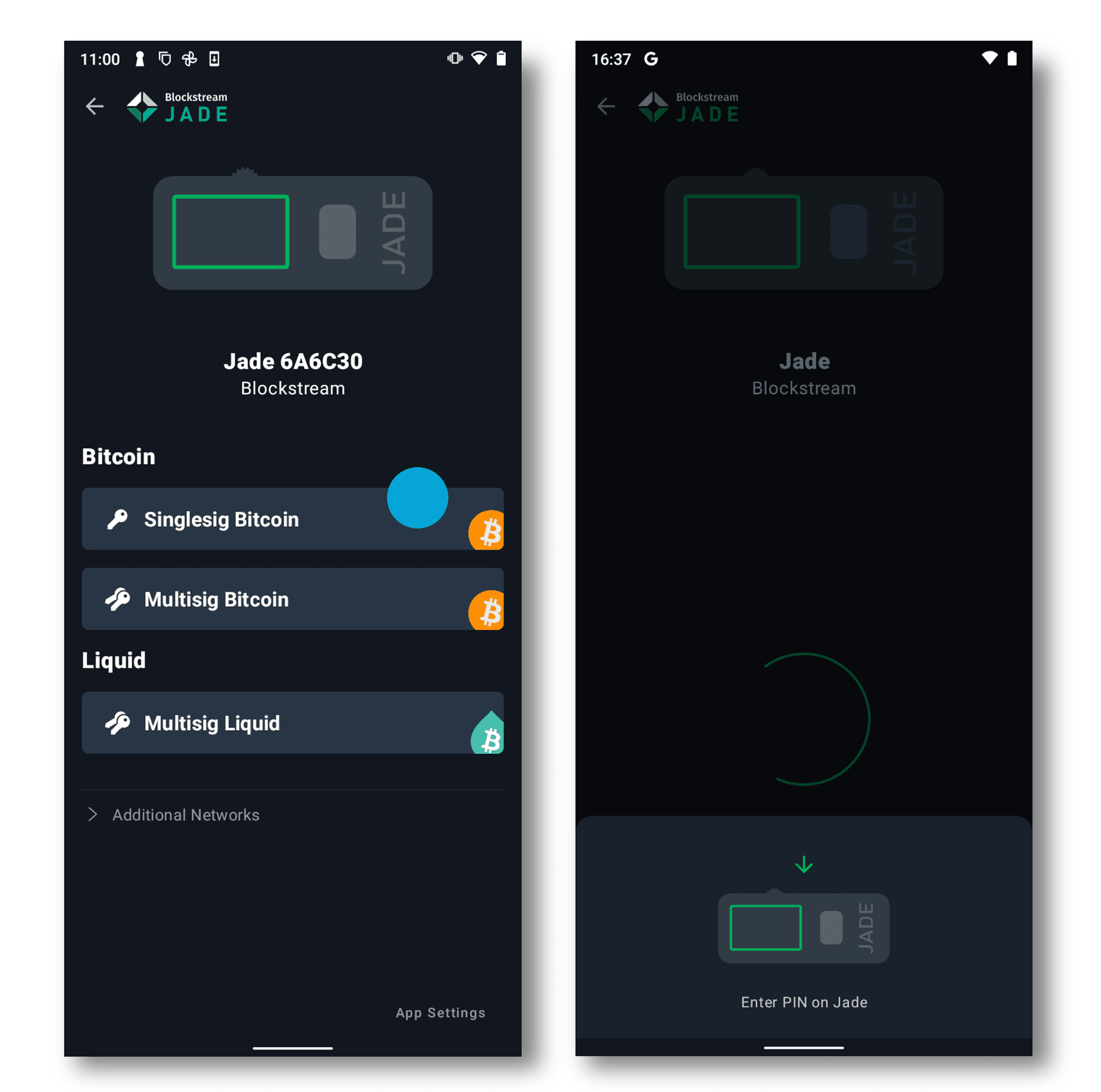 Jade singlesig and multisig comparison