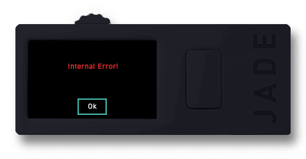 Jade after a wallet-erase PIN wipe, requiring a recovery phrase restore