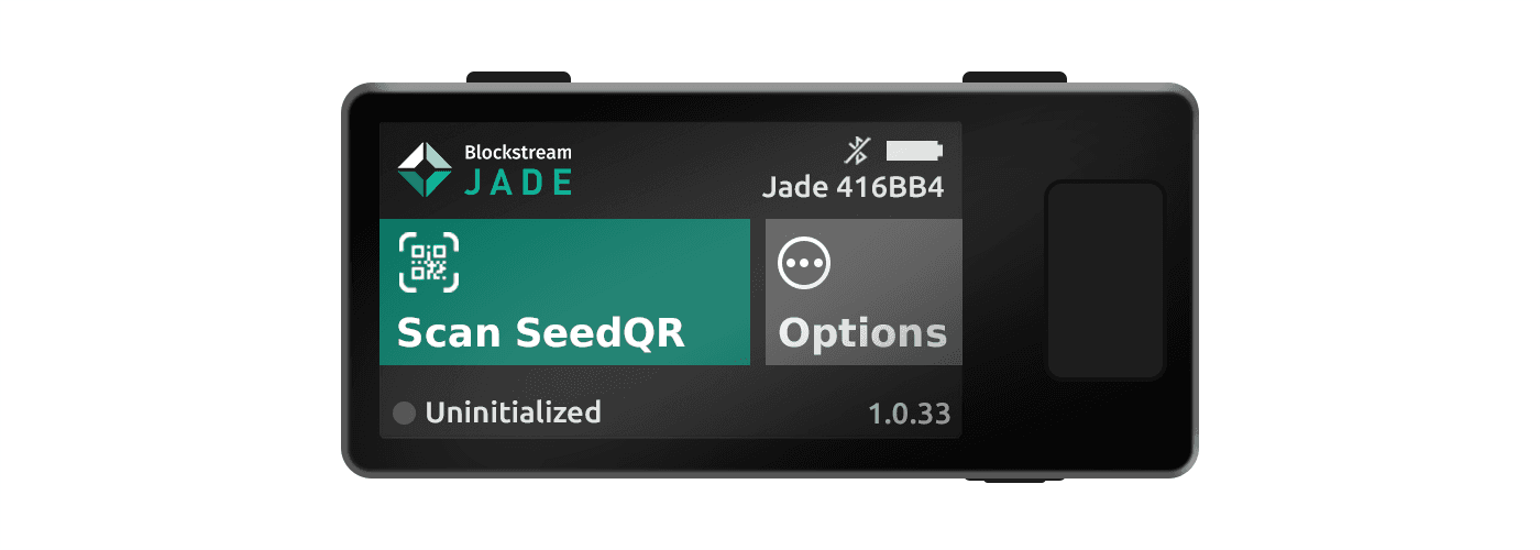 SeedQR option on the home screen of an uninitialized Jade
