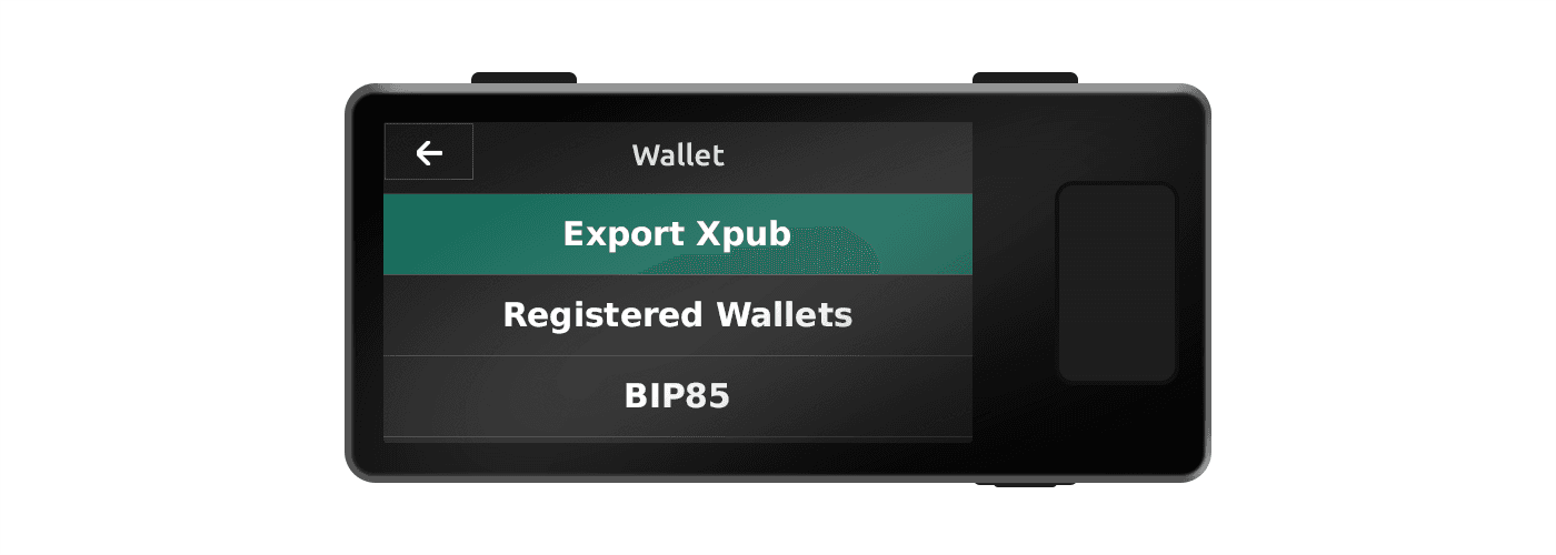 Jade Options with Wallet and Export Xpub