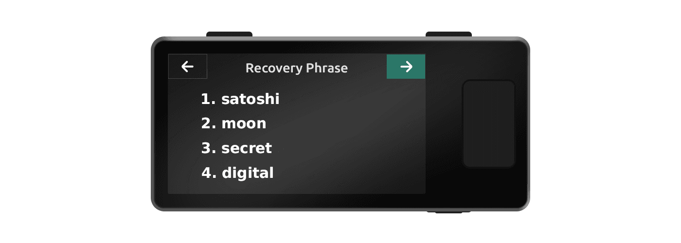 Recovery phrase warning screen