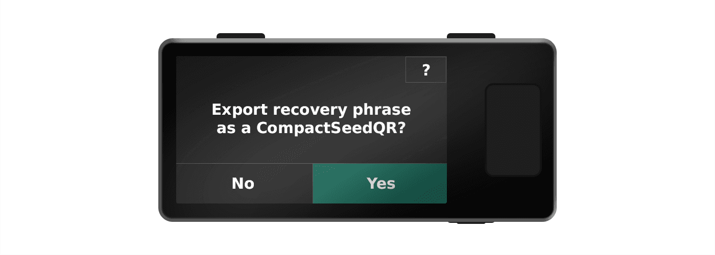 SeedQR option screen 1