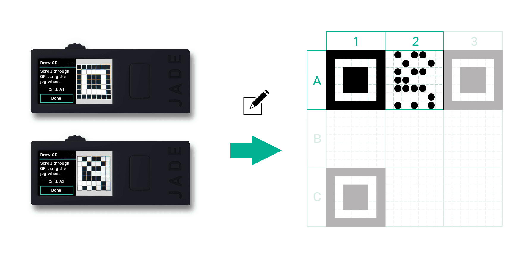 Hand-drawn SeedQR grid