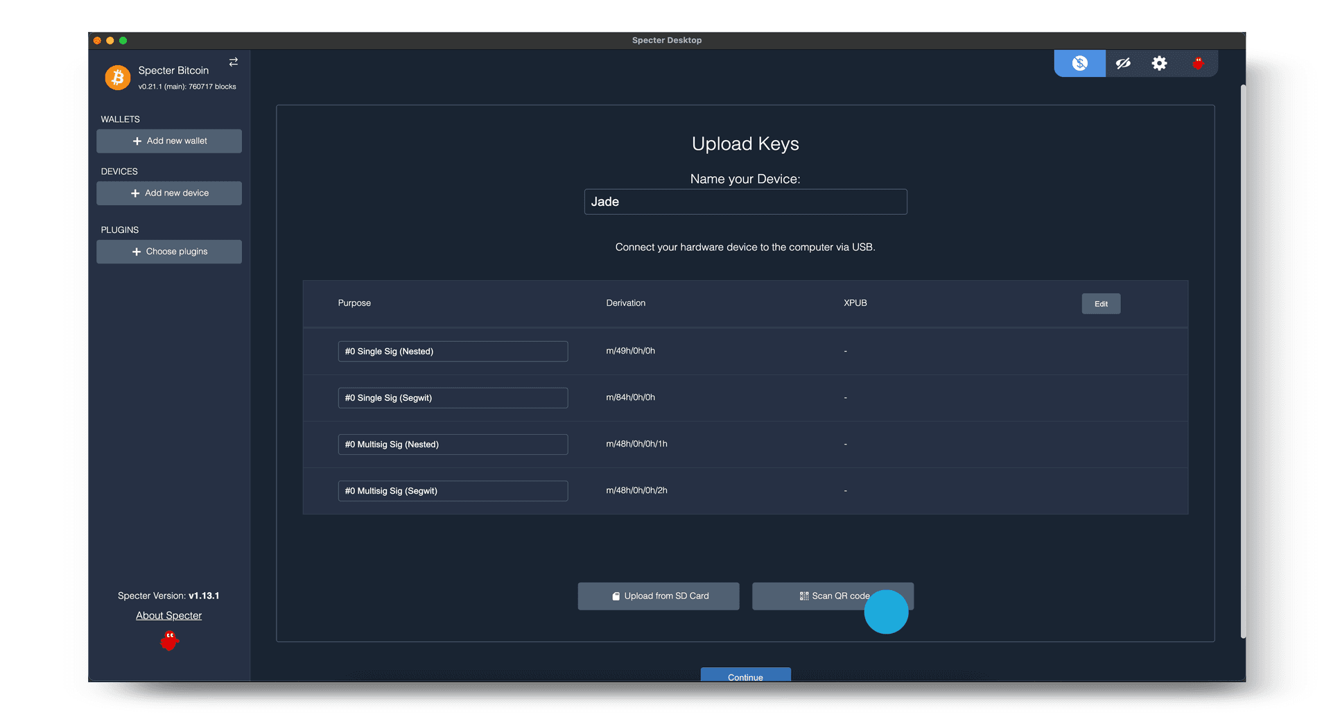 Specter device import step