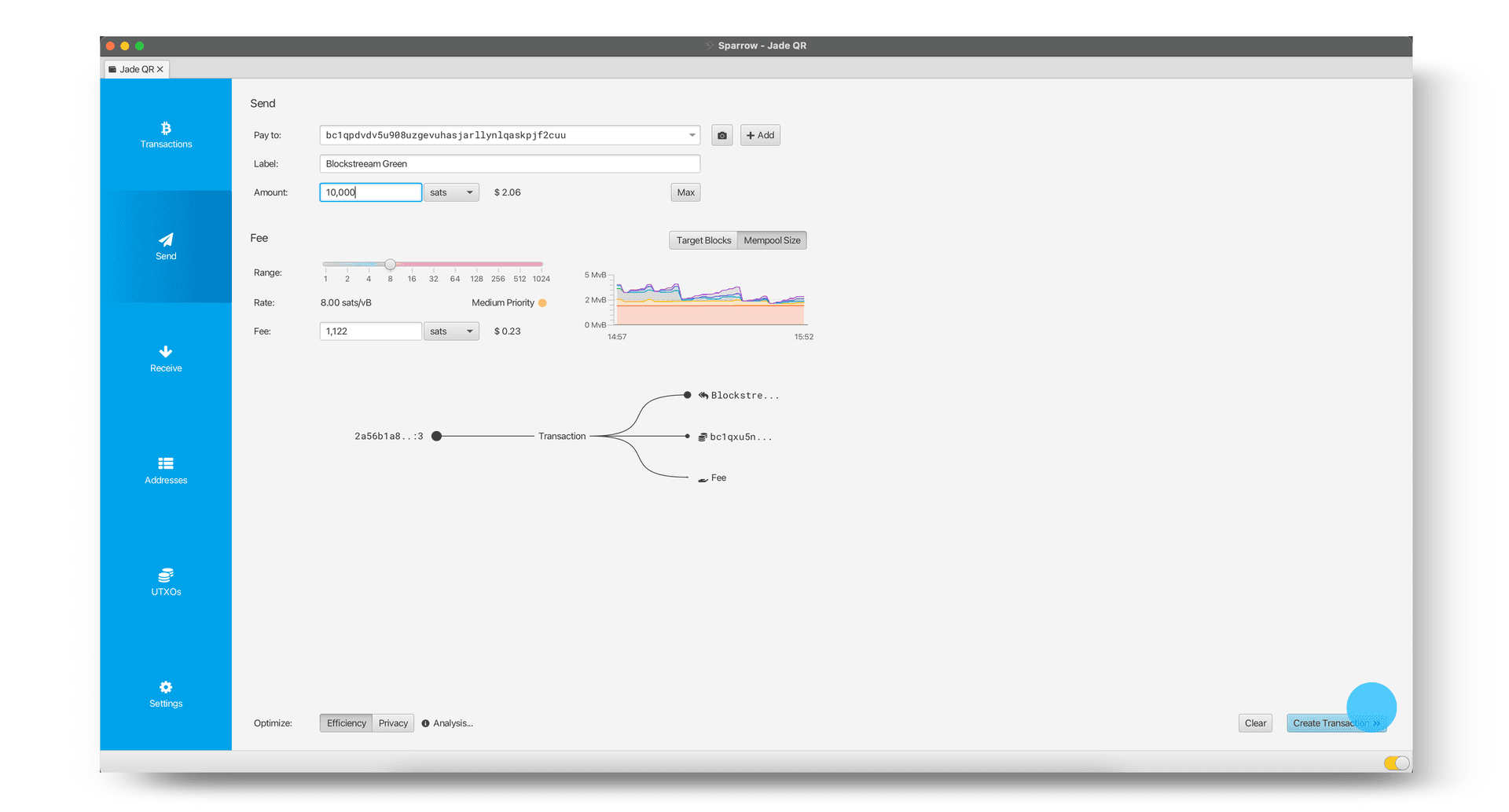Sparrow Create Transaction