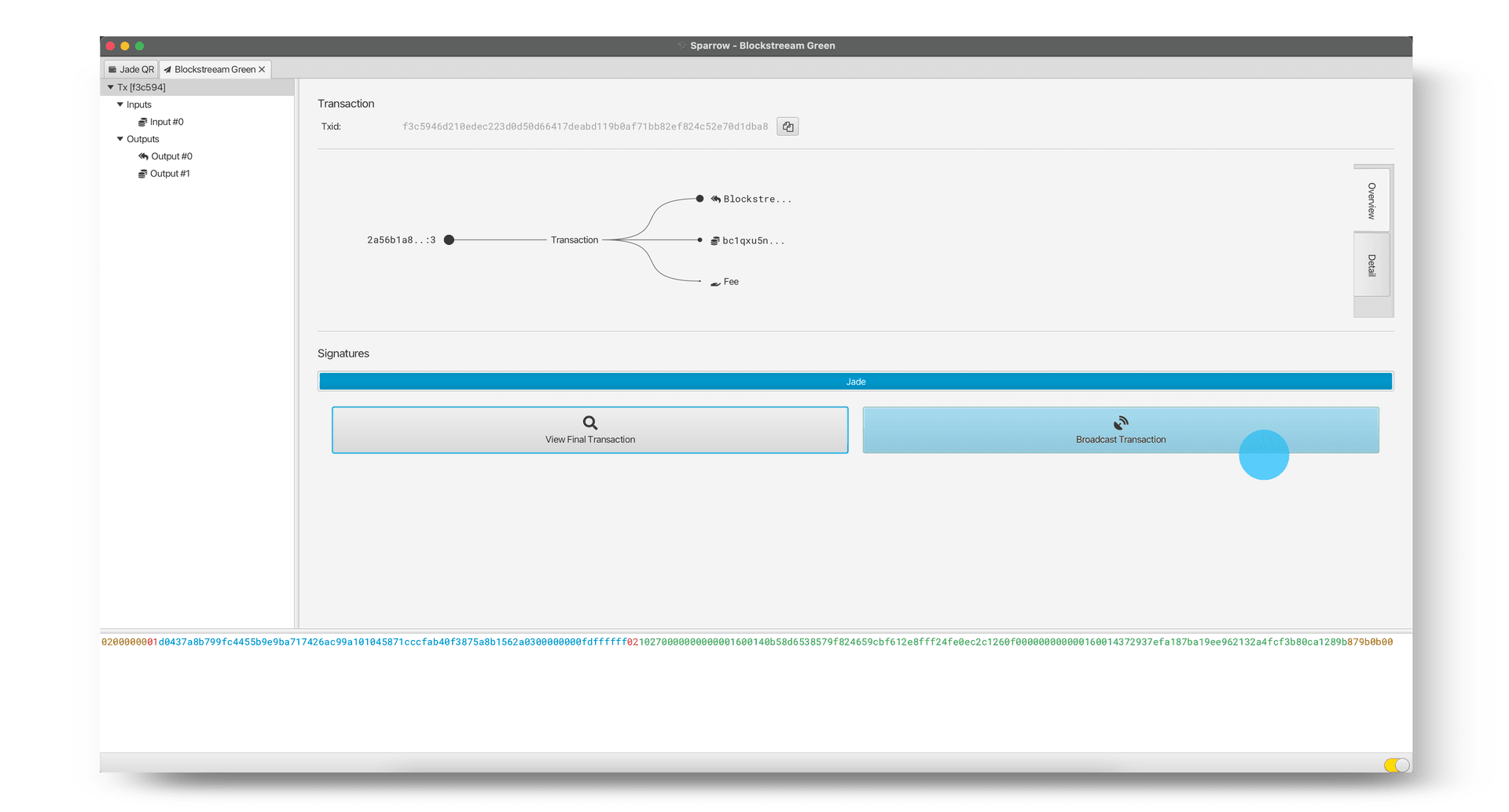 Sparrow Broadcast Transaction