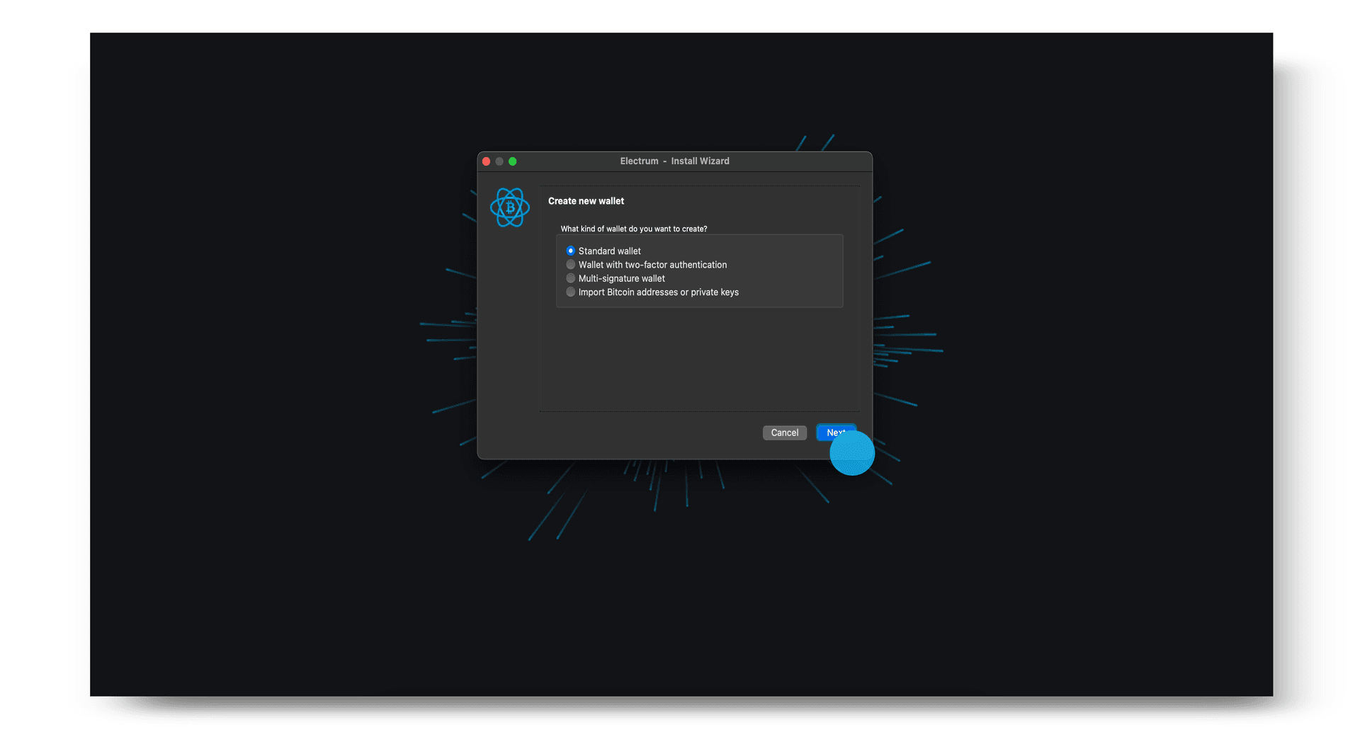 Electrum Standard wallet option