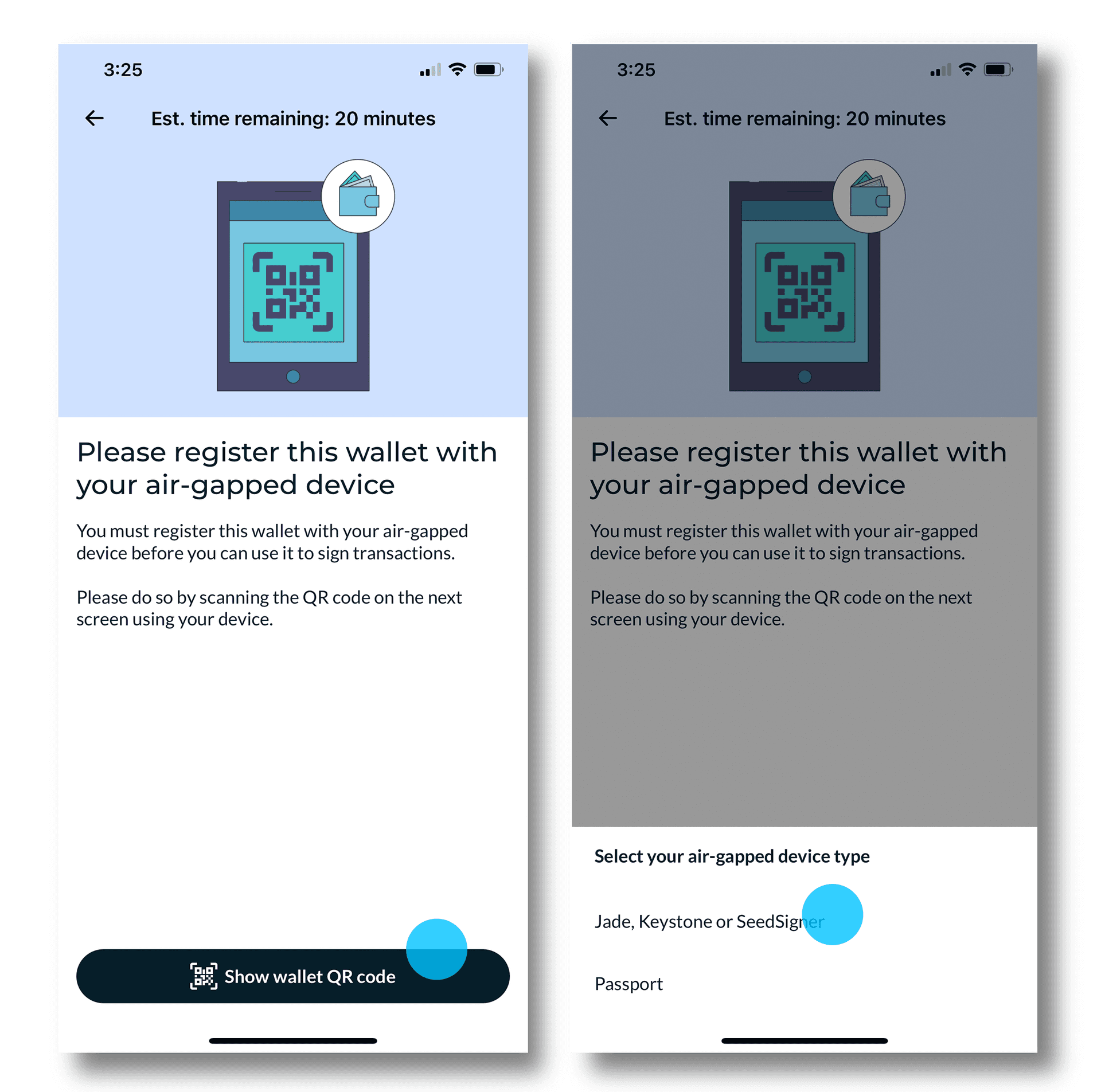 Nunchuk Show wallet QR code in Jade format