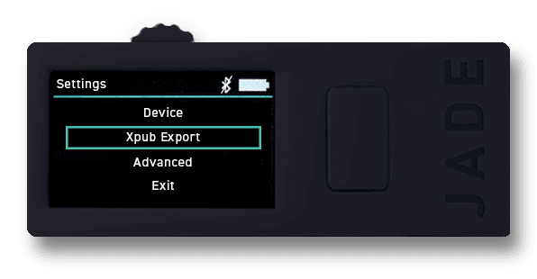 Jade Options with Wallet and Export Xpub