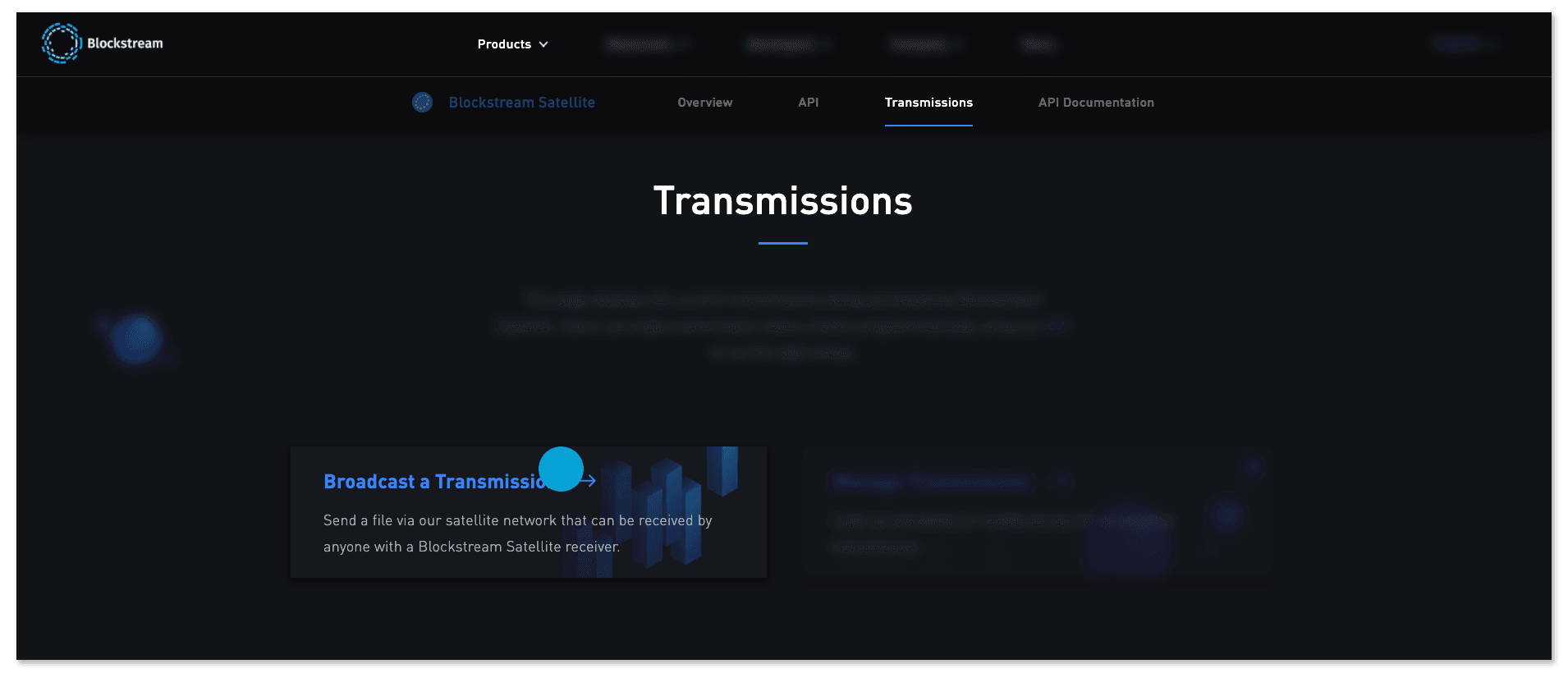 Blockstream Satellite transmission page with Broadcast a Transmission selected