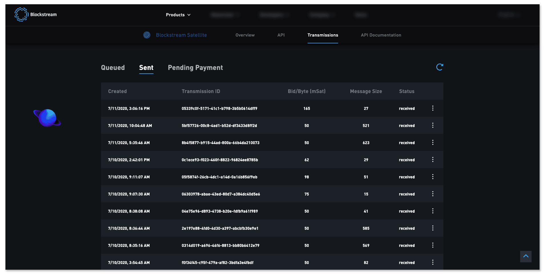 Transmission listed under Queued, Sent, or Pending Payment