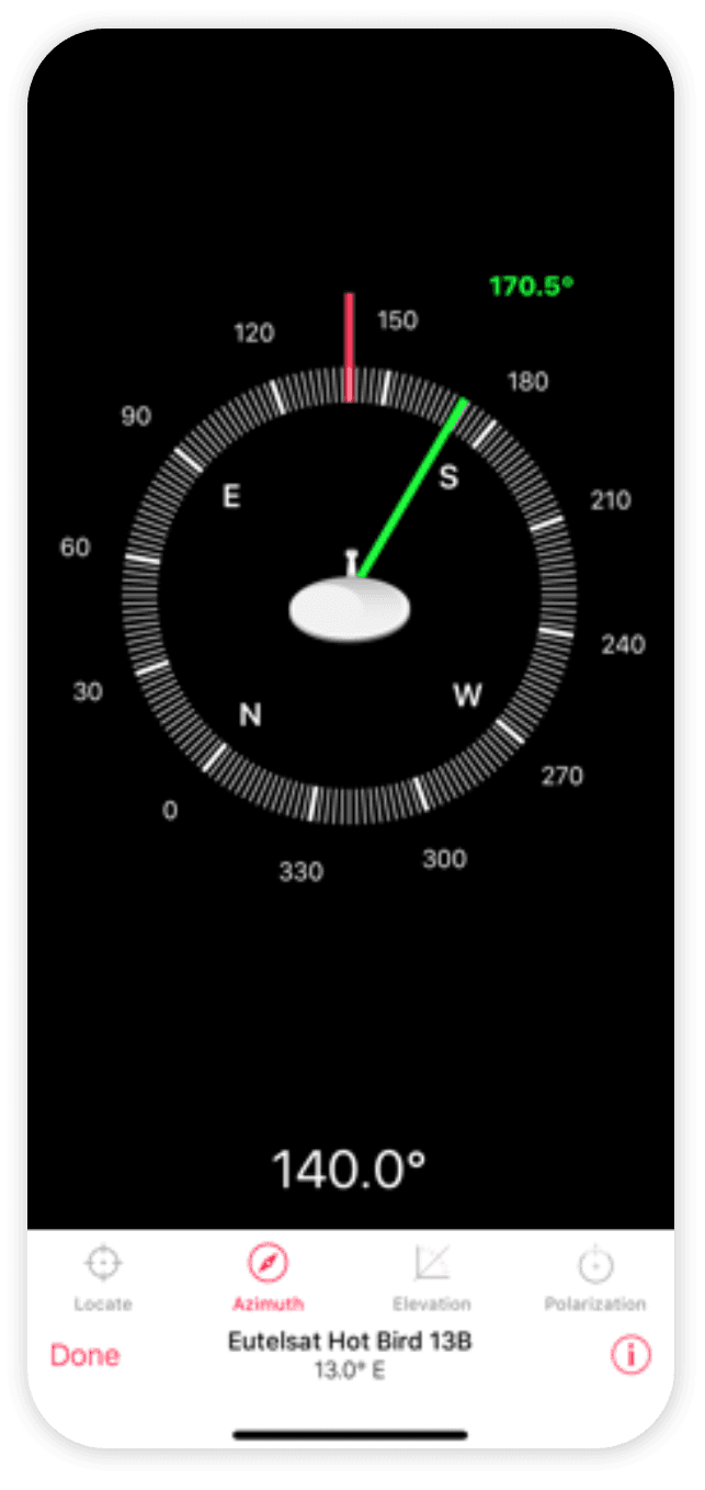 On-screen guide for antenna elevation