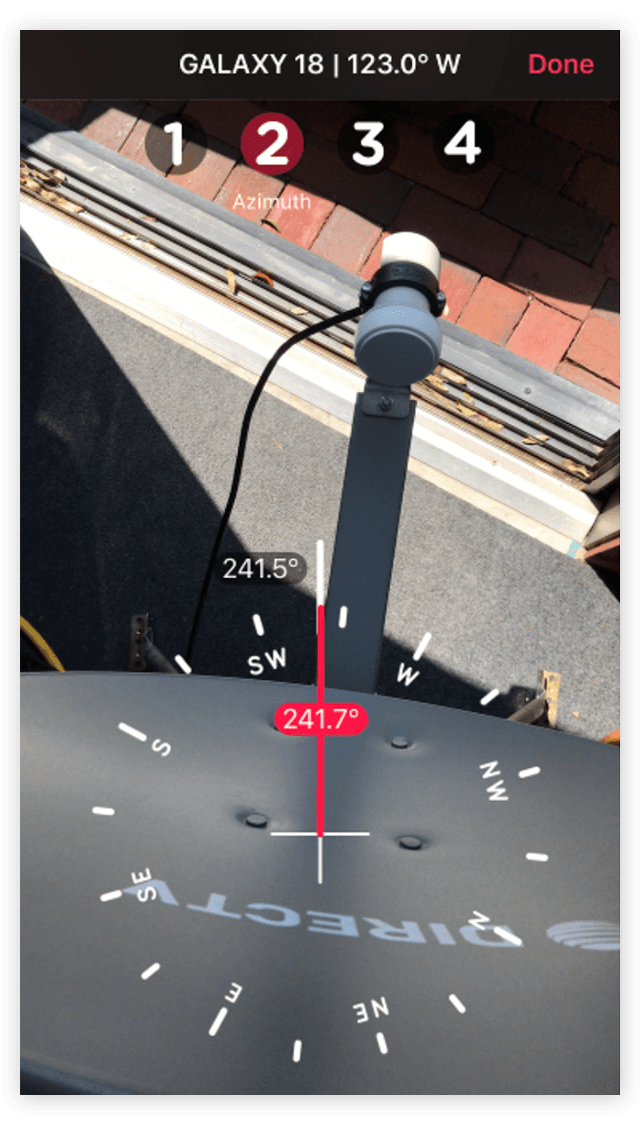 On-screen guide for rotating the antenna from side to side