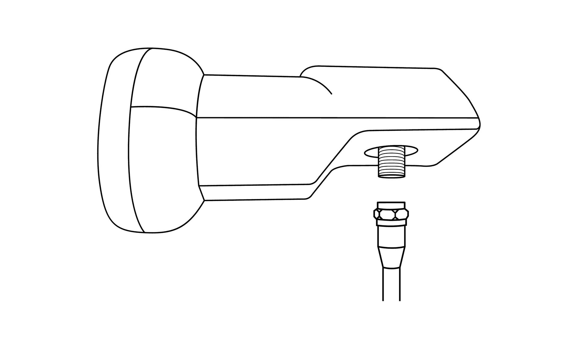 Long coaxial cable connected to the LNB