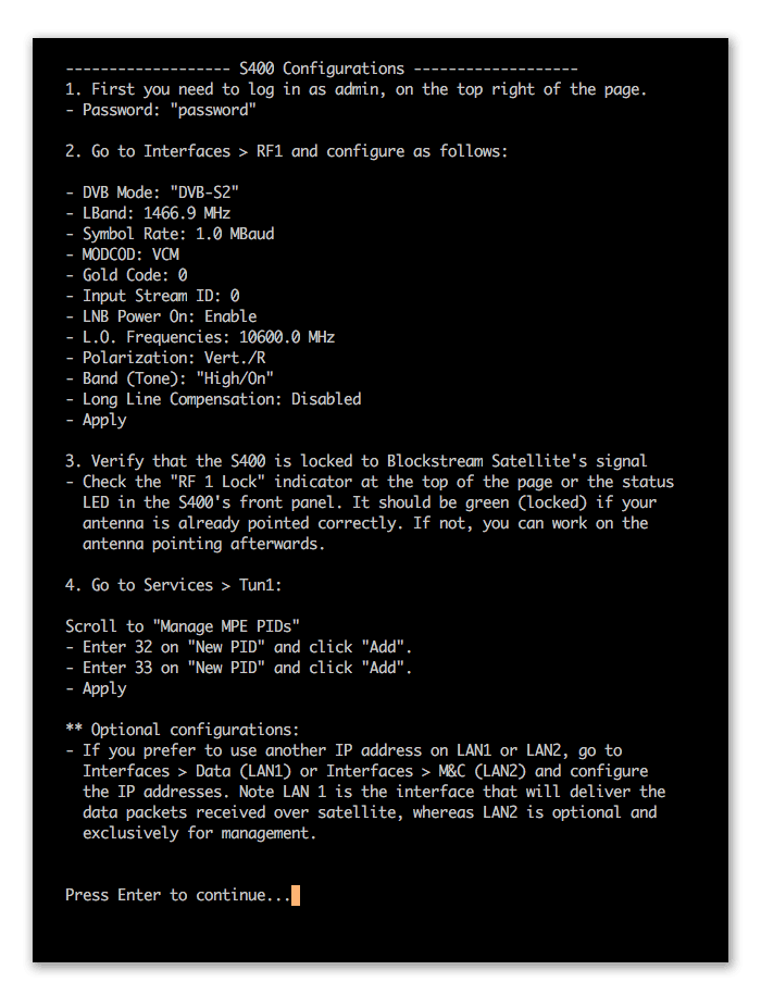 blocksat-cli output for the receiver