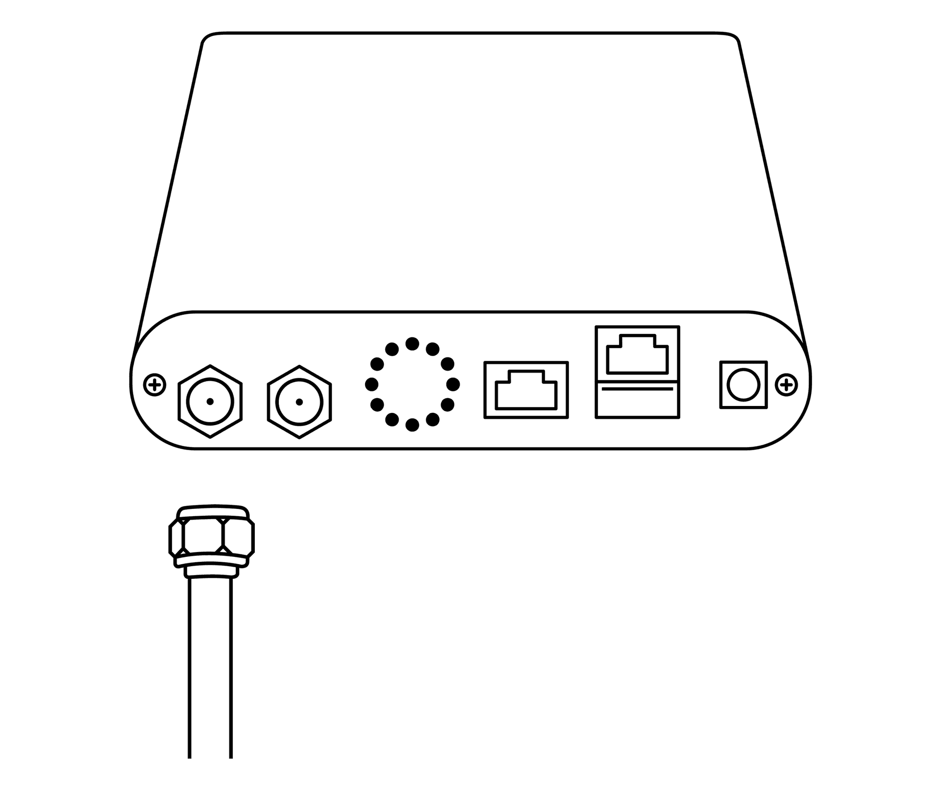 Coaxial cable connected from the LNB to the RF1 port on the S400
