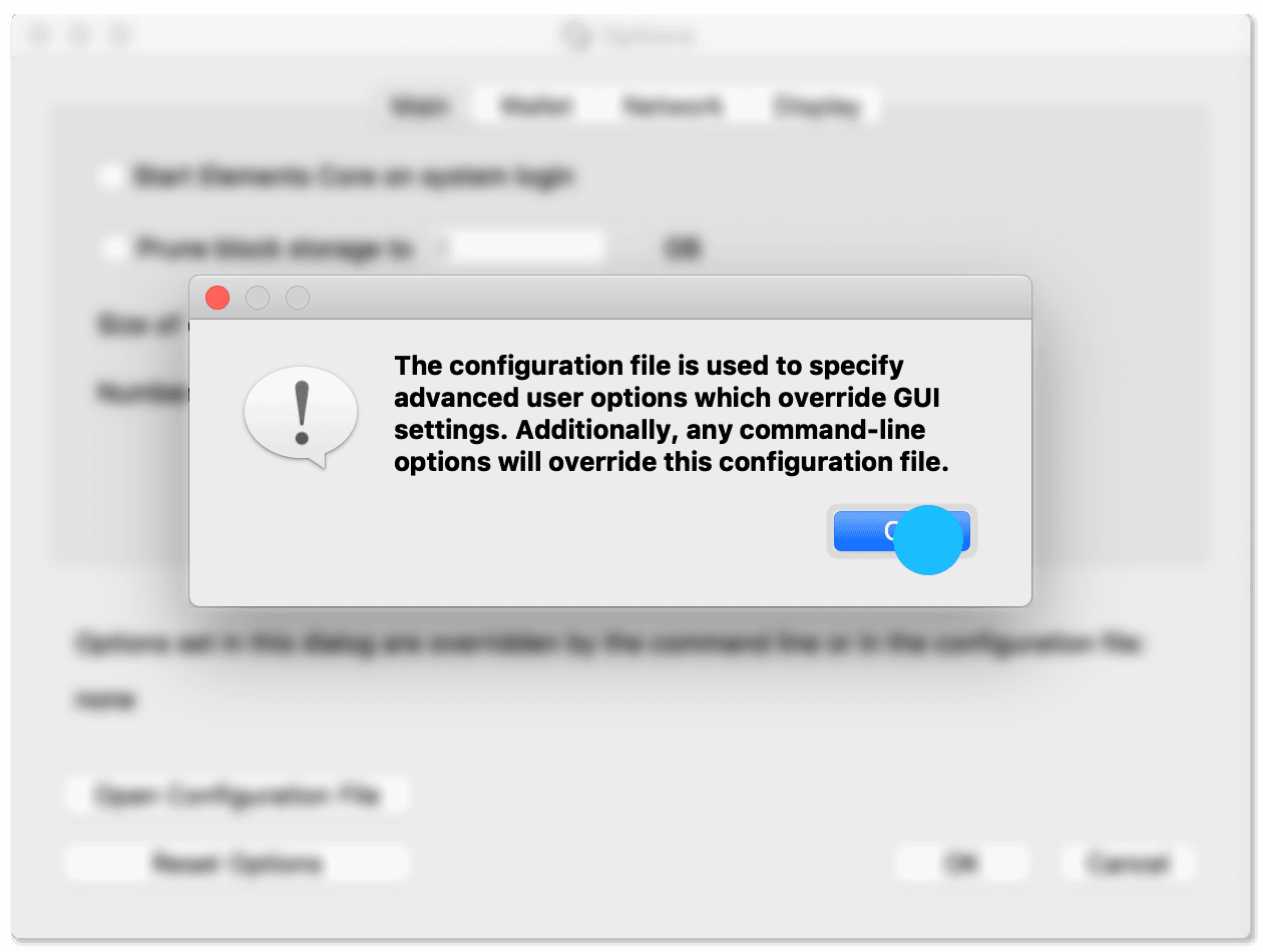 Elements Core notice about overriding default settings