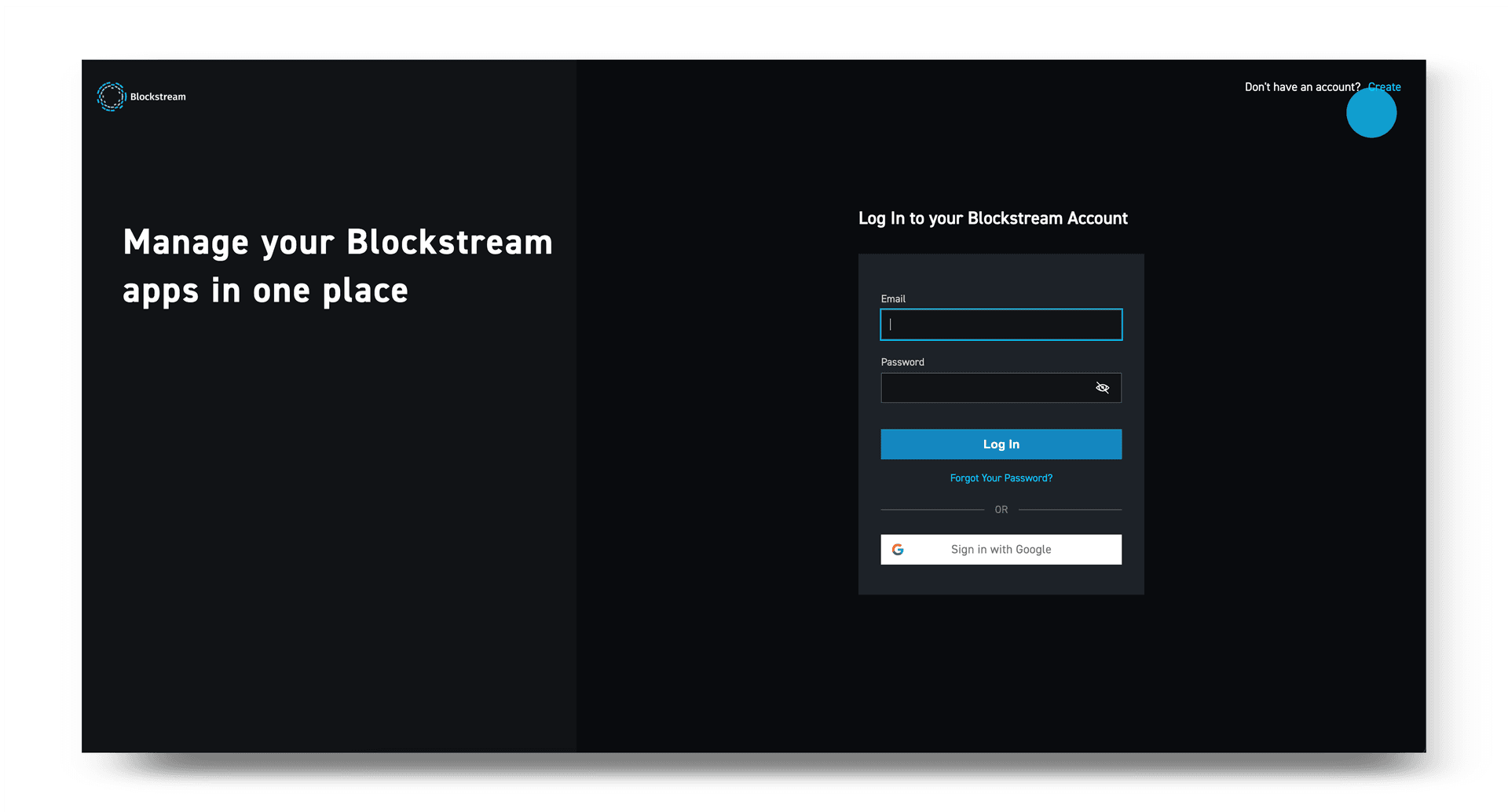 Blockstream Asset Issuer login page