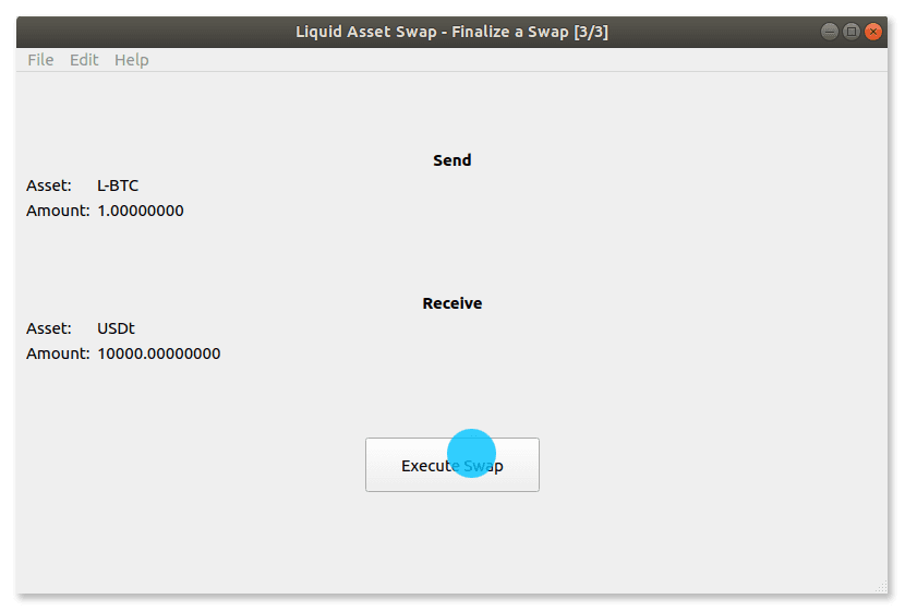 Liquid Swap Tool signing and broadcasting the transaction