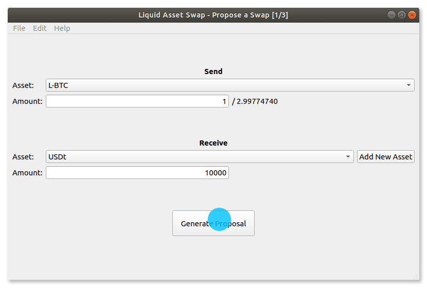 Liquid Swap Tool proposal amounts with Generate Proposal