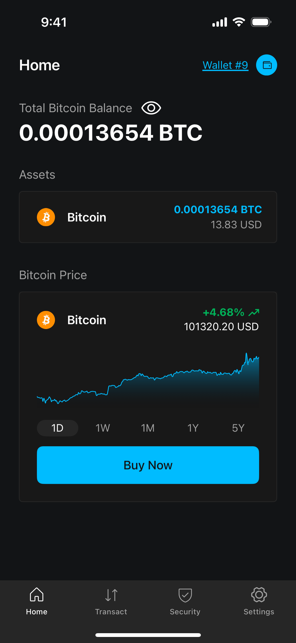 Settings screen in Blockstream App