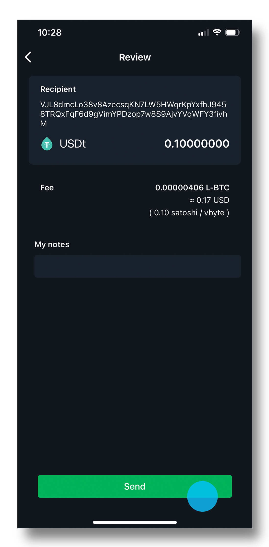 Confirm and send