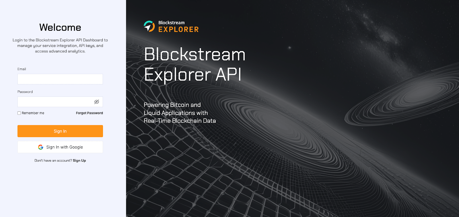 Blockstream Explorer API Welcome Page