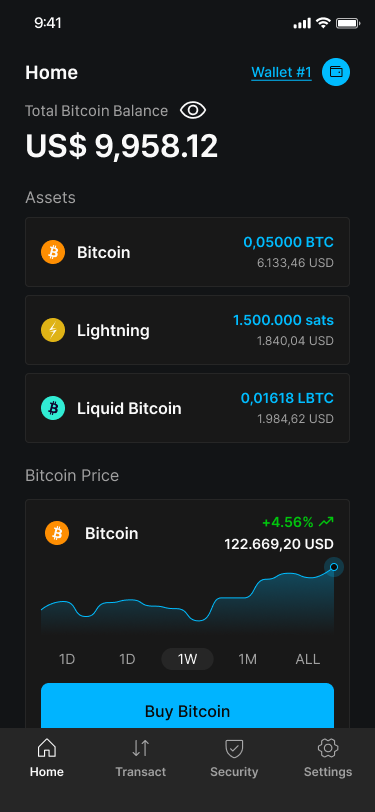 Blockstream app Home page