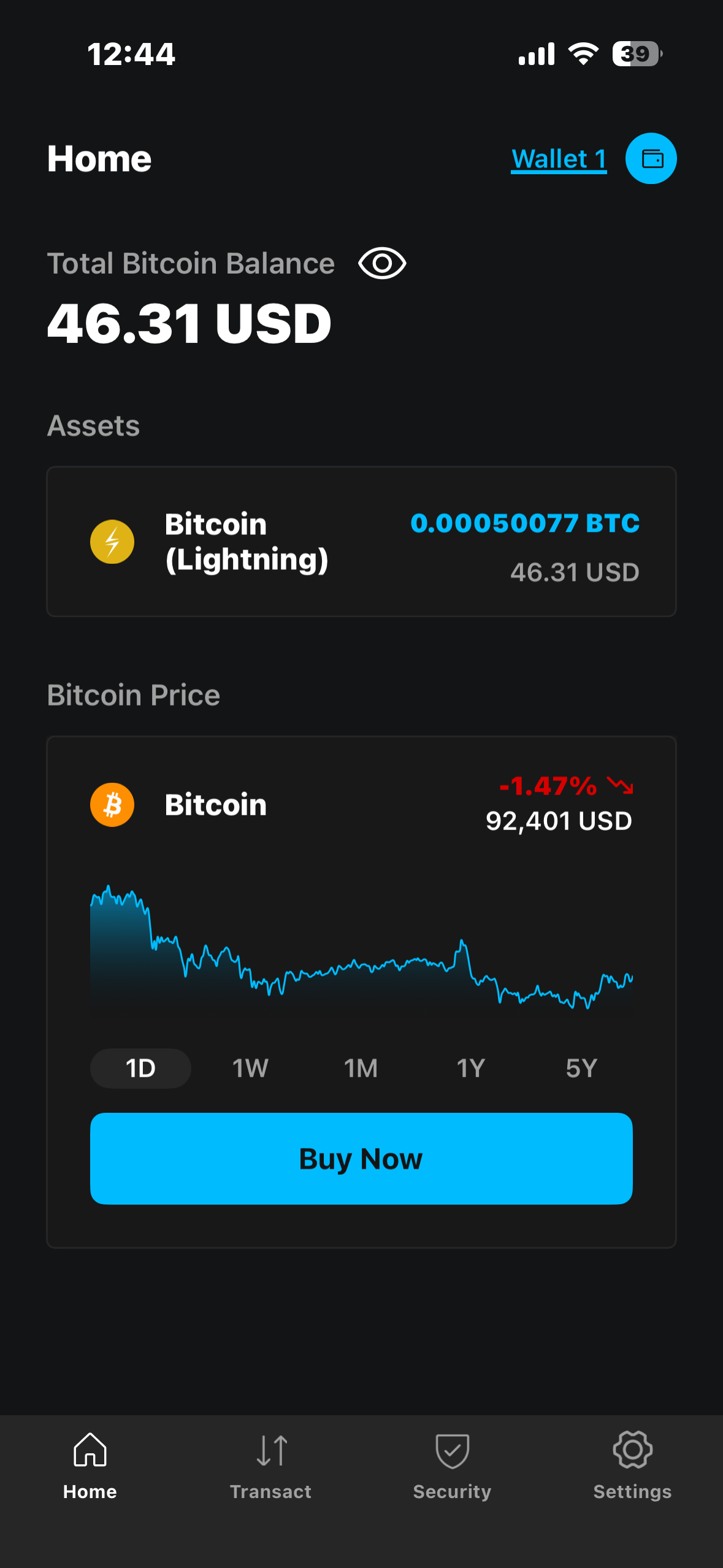 Lightning balance on the wallet home page in the Blockstream app