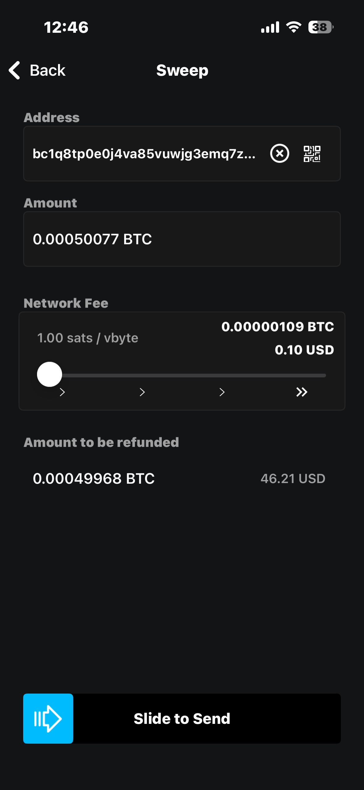 Sweep Lightning to on-chain balance page