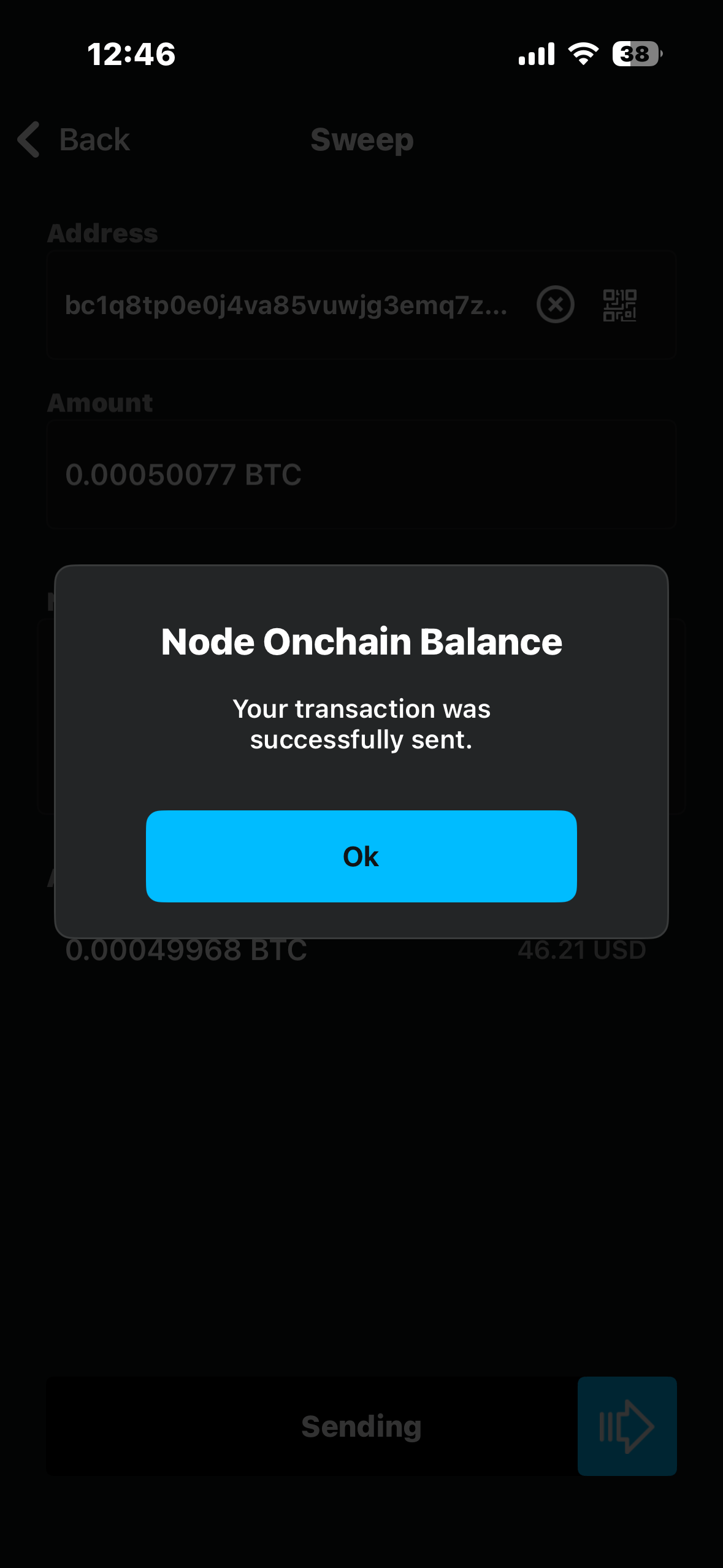 Node Onchain Balance notification