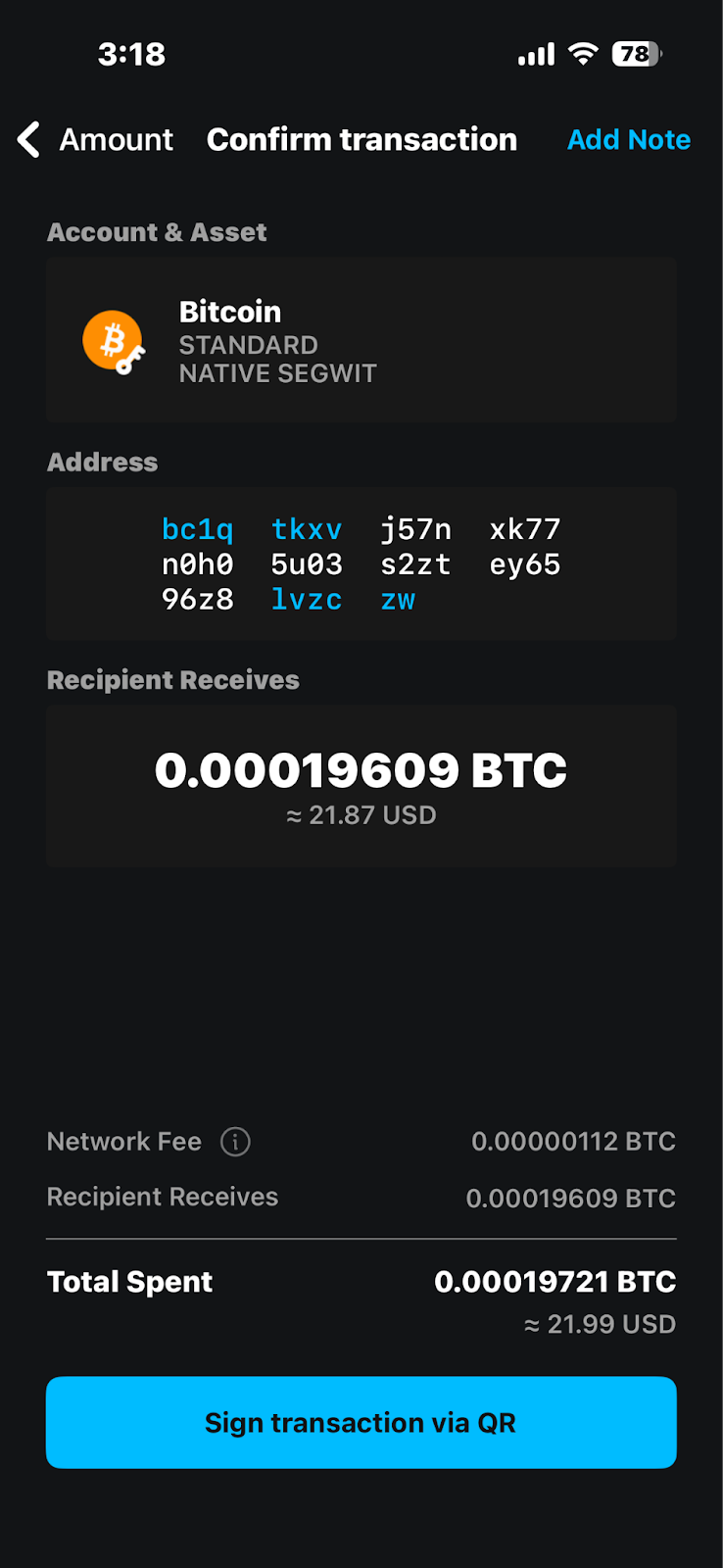 Sign Transaction via QR