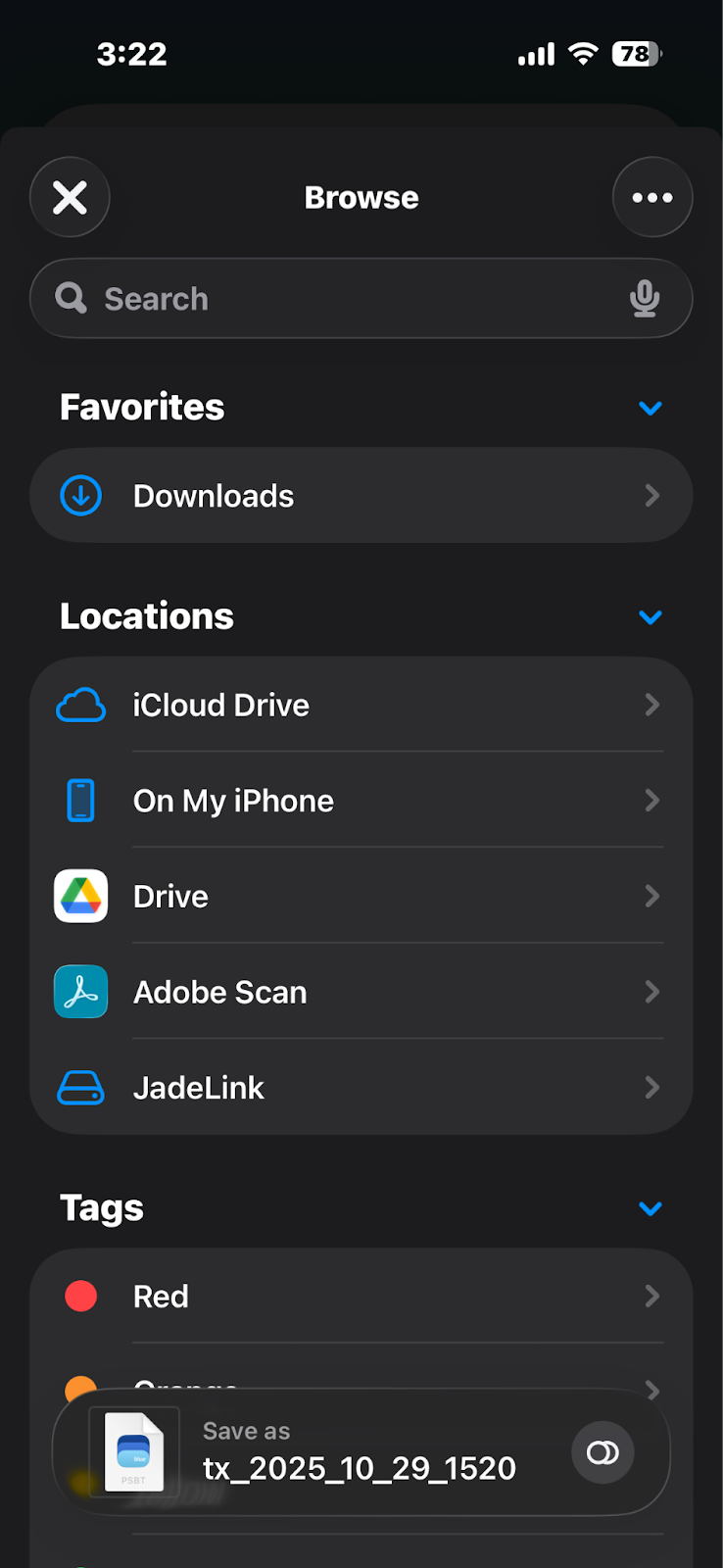 Save transaction file