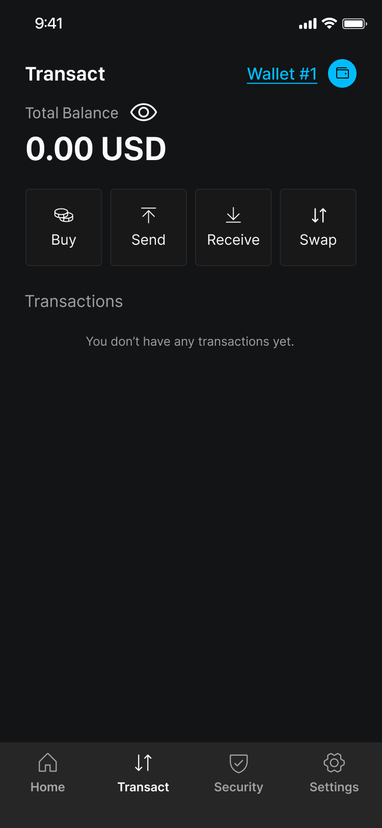 Blockstream app Transact tab showing Swap button