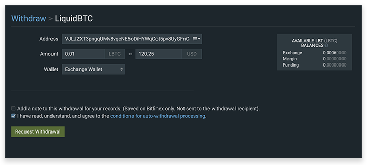 bitfinex btc withdrawal